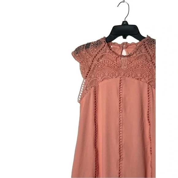 1680. ALTAR’D STATE SLEEVELESS MINI DRESS BOHO STYLE SIZE SMALL NEON CORAL COLOR - Picture 3 of 10